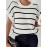 Plus Size Stripe Pattern Knit Sweater, Casual V Neck Short Sleeve Sweater For Fall & Spring, Women's Plus Size Clothing