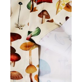 Fashion Trendy Men's Summer Lapel Mushroom Print Short Sleeve Beach Shirt, For Suffering In Summer